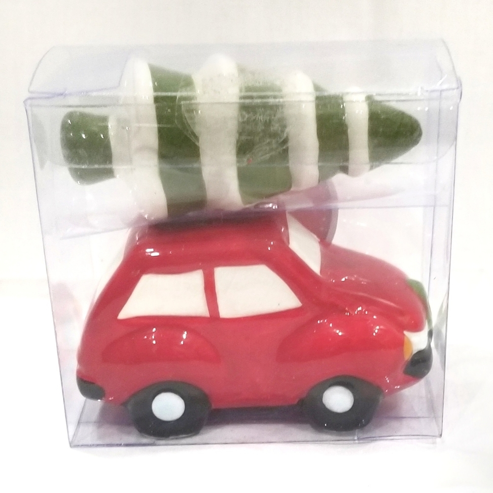American Atelier Ceramic Christmas Tree and Car Salt and Pepper Shakers